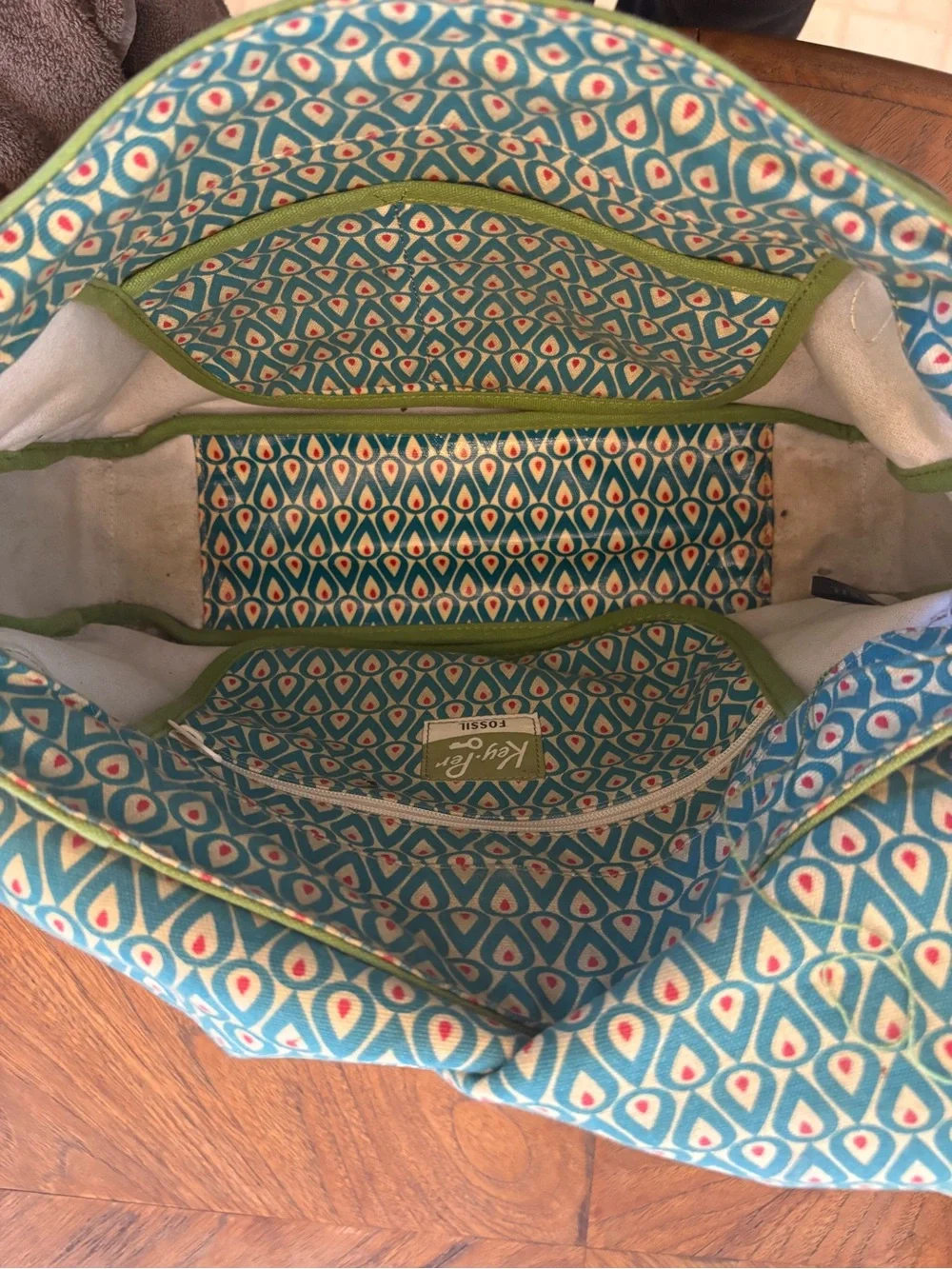 Fossil Vinyl Canvas Mixed Print Tote Bag